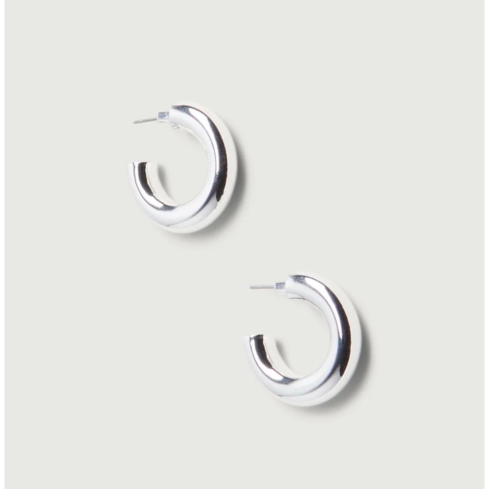 Oak + Fort THICK HOOP EARRINGS Silver 14k Silver Plated